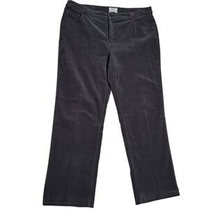 Charter Club Corduroy Pants Women‎ 16 Short Gray Classic Fit Straight Leg Casual